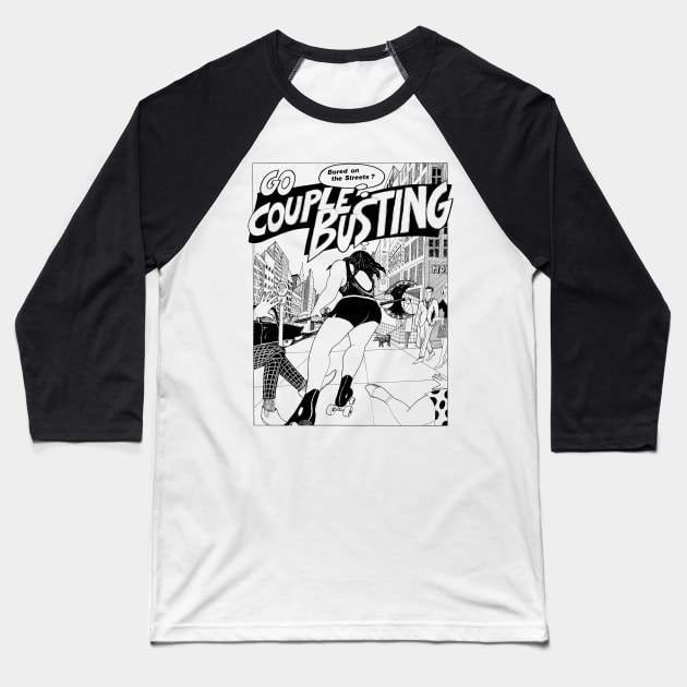 Couple Busting Retro Vintage Lesbian Gay LGBT Baseball T-Shirt by WearingPride